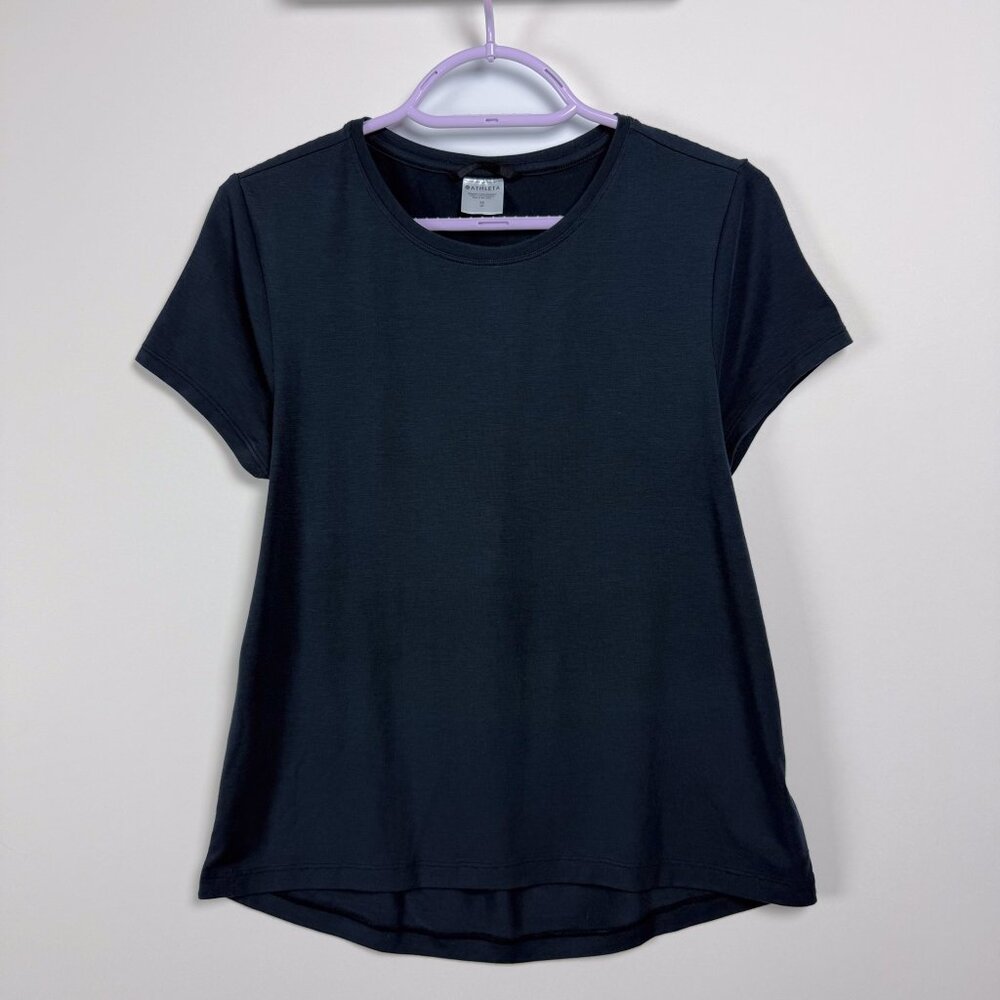 Athleta Air Out Cinch Tee, Black Short Sleeve, Women's XS